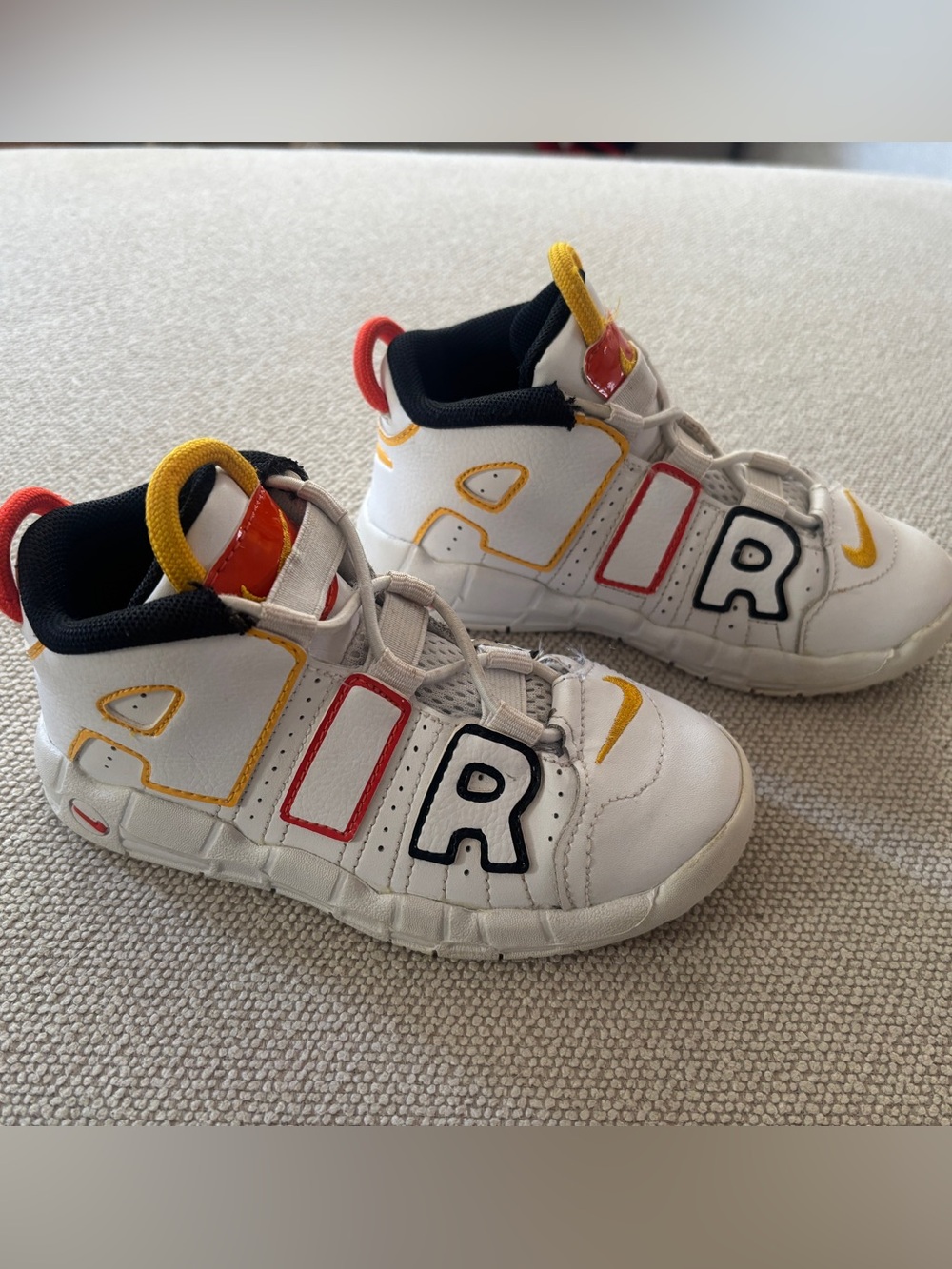Nike Air More Uptempo Rayguns White/Orange Yellow Kids Youth Size 10C